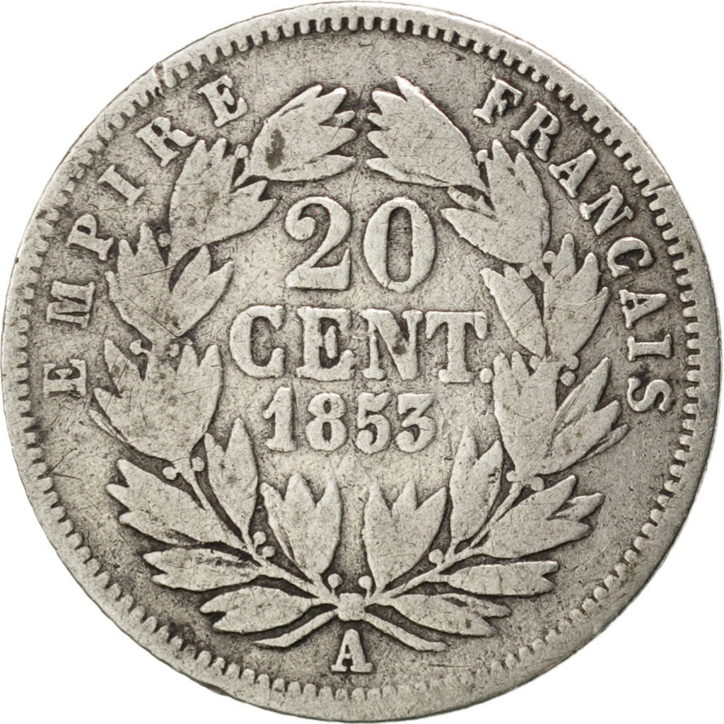 Francia, Napoleon III, Napoléon III, 20 Centimes, 1853, Paris, MB+, Argento,...
