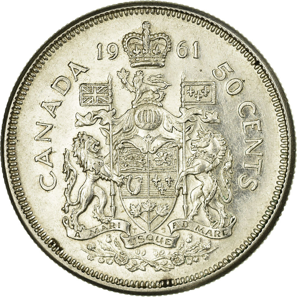 Moneta, Canada, Elizabeth II, 50 Cents, 1961, Royal Canadian Mint, Ottawa, BB