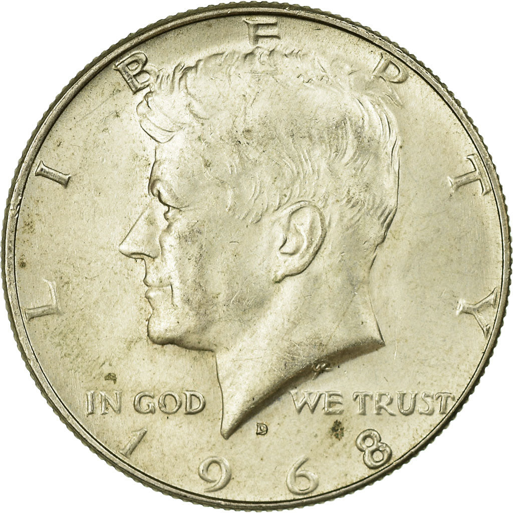 Coin, United States, Kennedy Half Dollar, Half Dollar, 1968, U.S. Mint, Denver