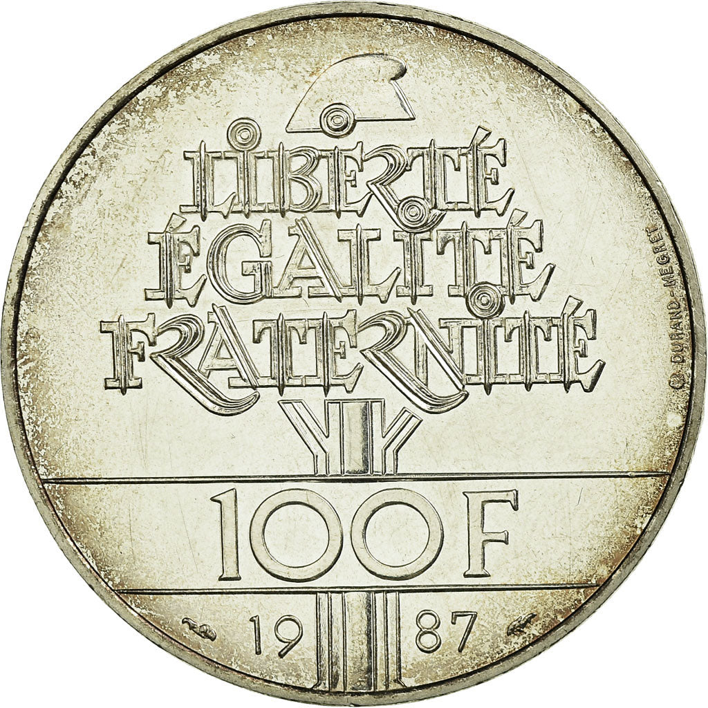 Coin, France, Lafayette, 100 Francs, 1987, EF(40-45), Silver, KM:962