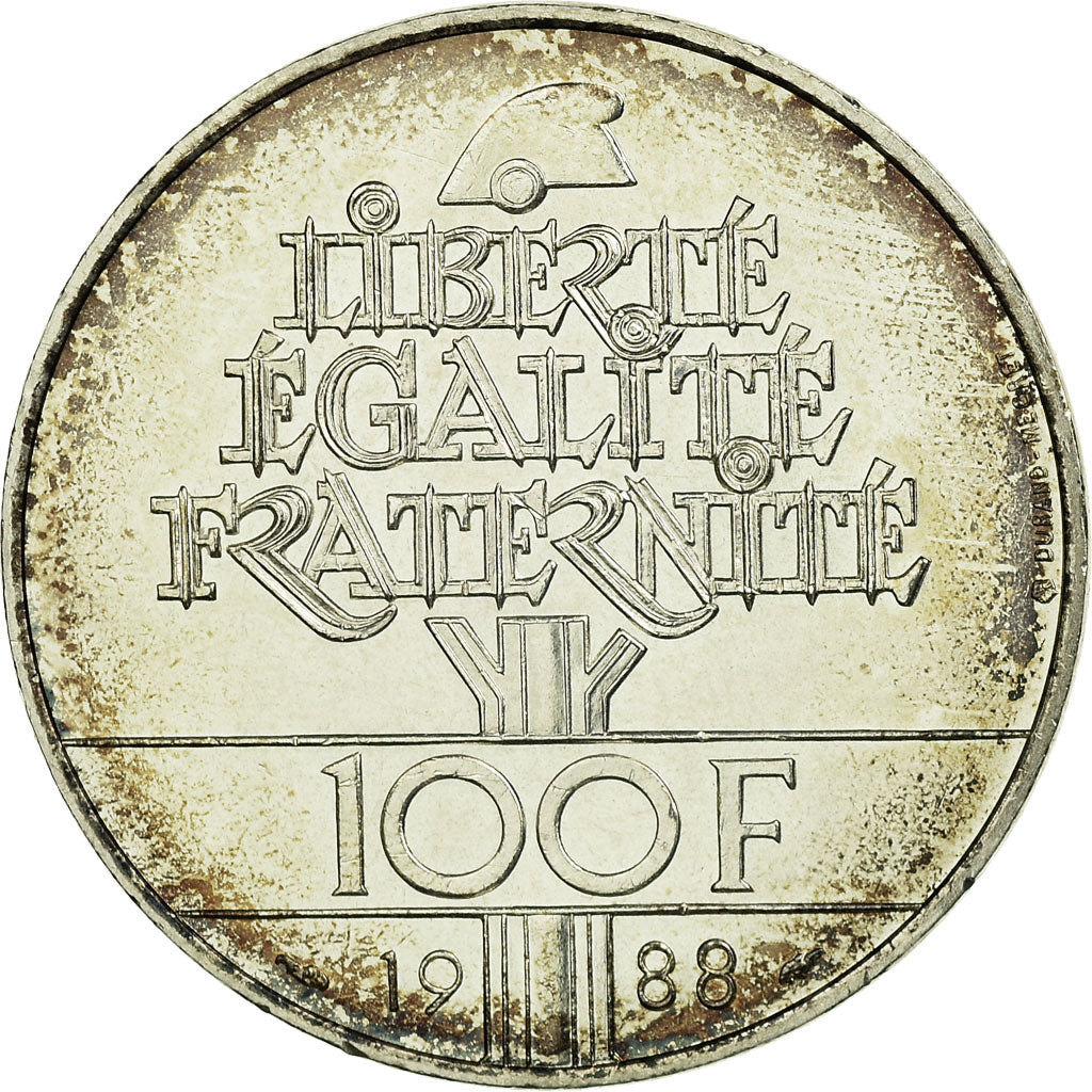 Coin, France, Fraternité, 100 Francs, 1988, AU(55-58), Silver, KM:966
