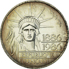 Moeda, França, Statue de la Liberté, 100 Francs, 1986, EF(40-45), Prata