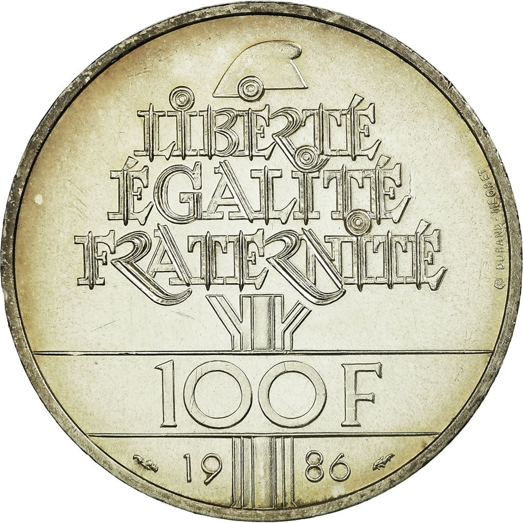 Coin, France, Statue de la Liberté, 100 Francs, 1986, EF(40-45), Silver