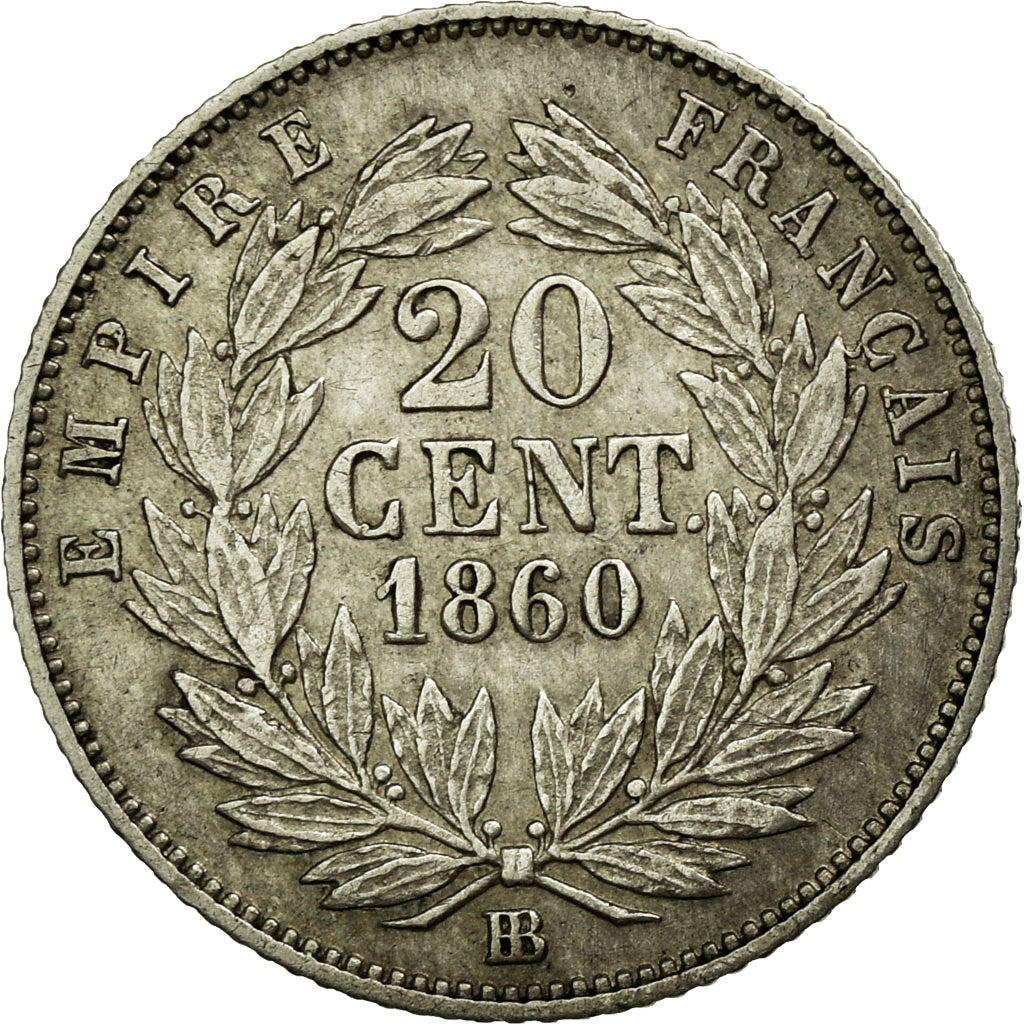 Monnaie, France, Napoleon III, Napoléon III, 20 Centimes, 1860, Strasbourg