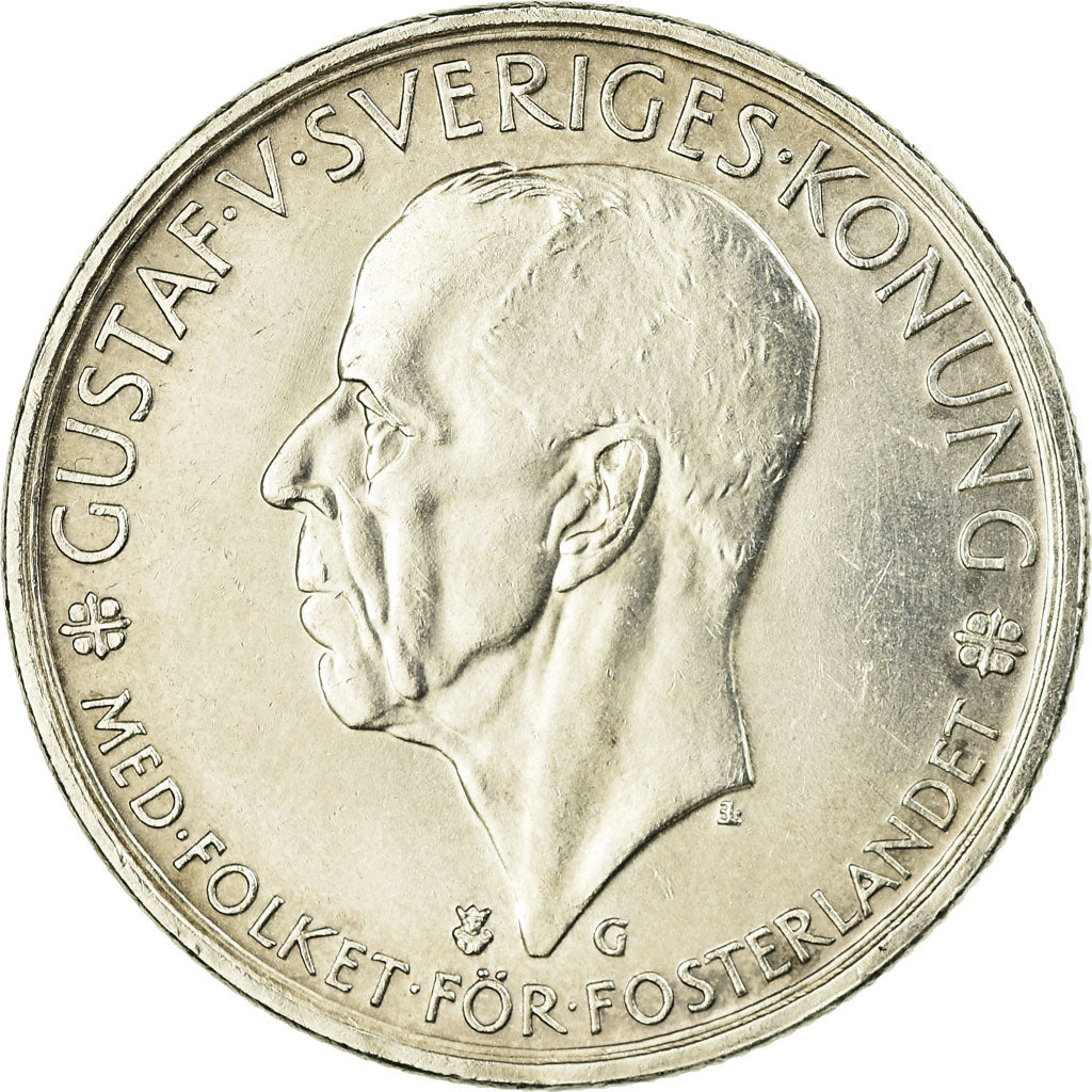 Coin, Sweden, Gustaf V, 5 Kronor, 1935, AU(55-58), Silver, KM:806