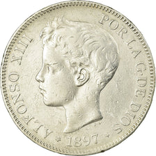 Coin, Spain, Alfonso XIII, 5 Pesetas, 1897, Madrid, EF(40-45), Silver, KM:707
