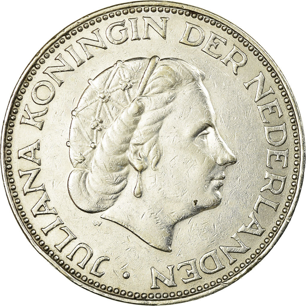 Coin, Netherlands, Juliana, 2-1/2 Gulden, 1961, EF(40-45), Silver, KM:185