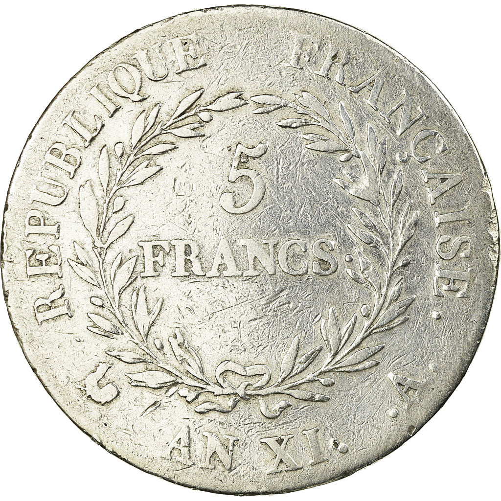 Munten, Frankrijk, Union et Force, 5 Francs, AN 11, Paris, FR, Zilver, KM:639.1