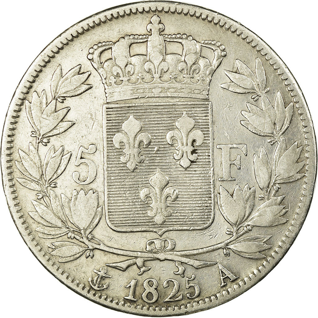Coin, France, Charles X, 5 Francs, 1825, Paris, VF(30-35), Silver, KM:720.1