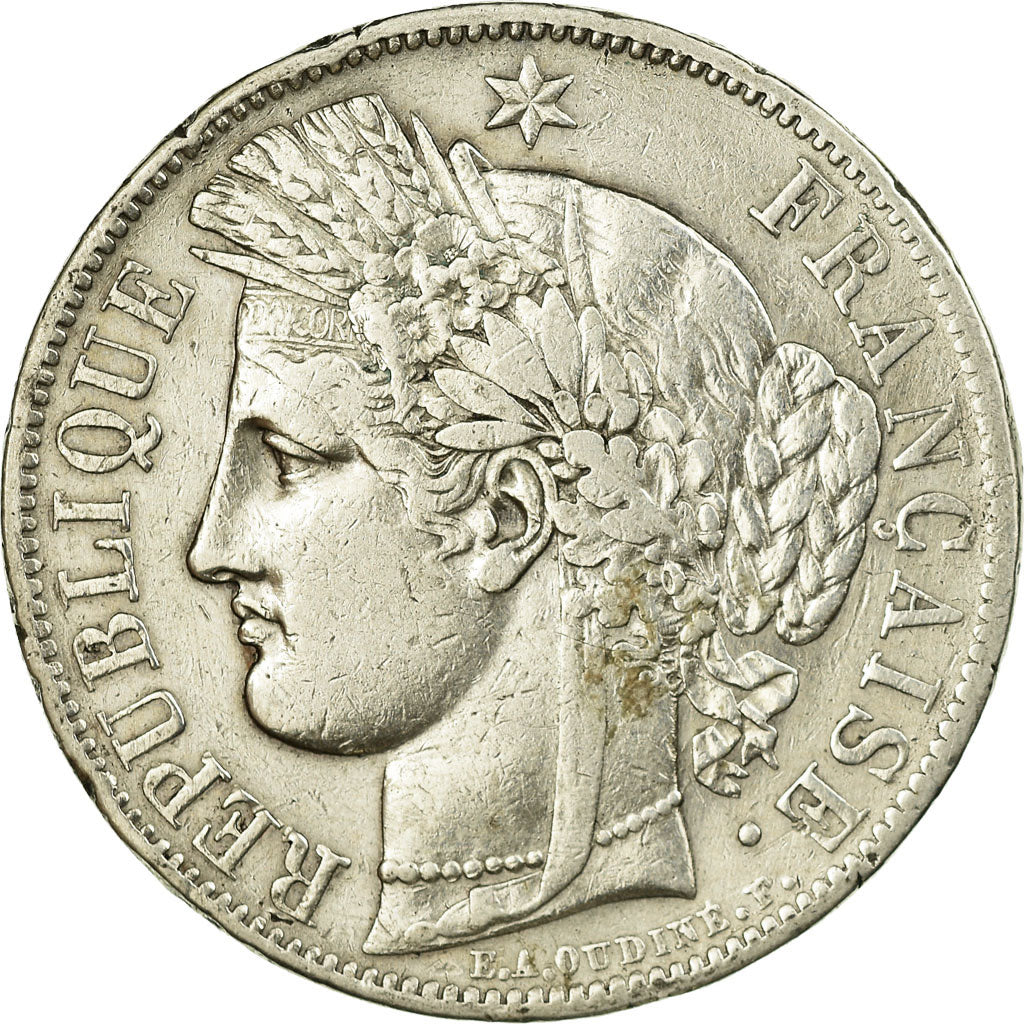Moneta, Francia, Cérès, 5 Francs, 1849, Paris, MB+, Argento, KM:761.1