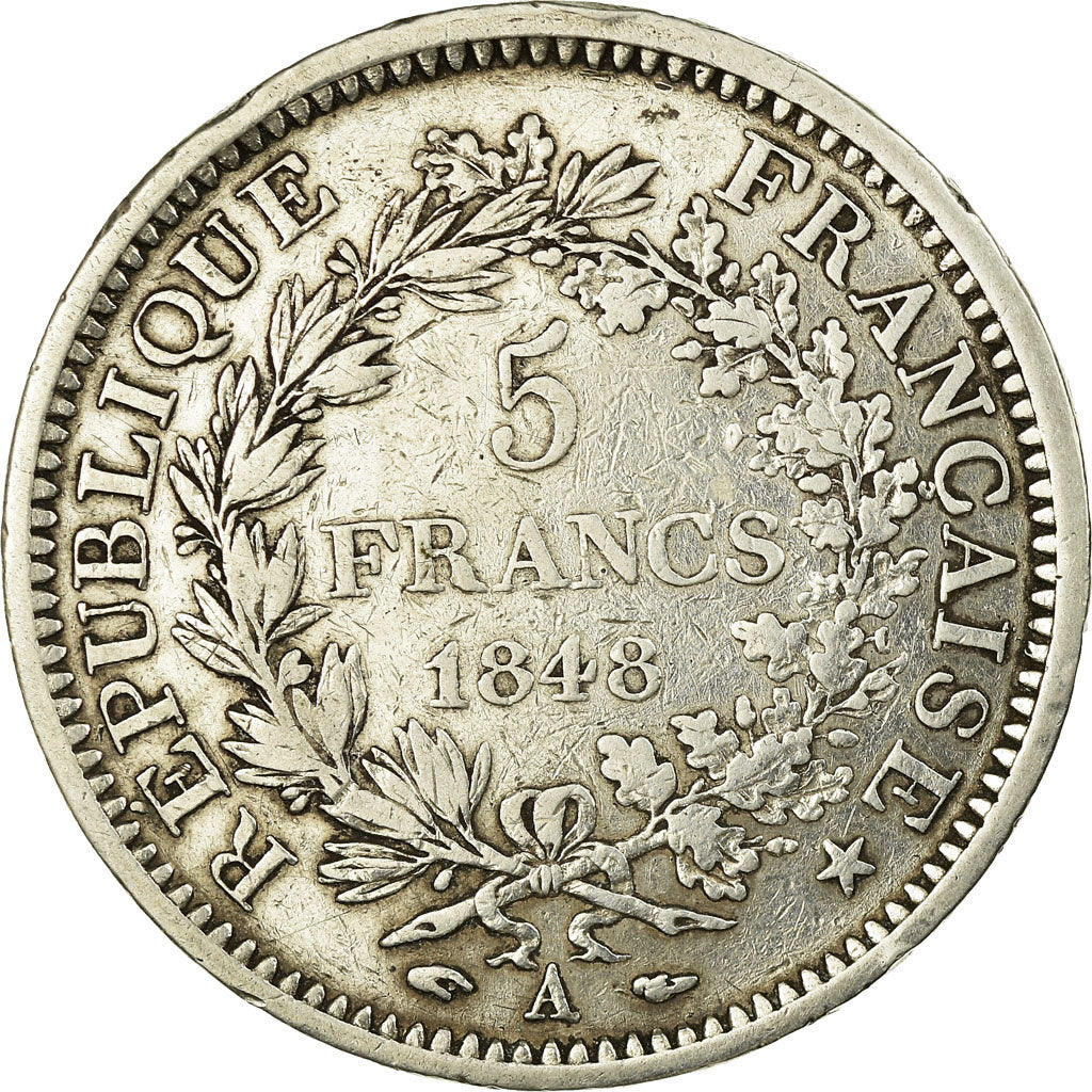 Münze, Frankreich, Hercule, 5 Francs, 1848, Paris, S, Silber, KM:756.1