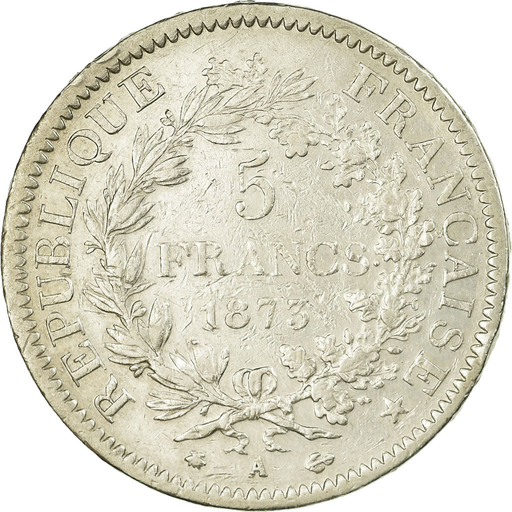 Moneta, Francia, Hercule, 5 Francs, 1873, Paris, MB, Argento, KM:820.1