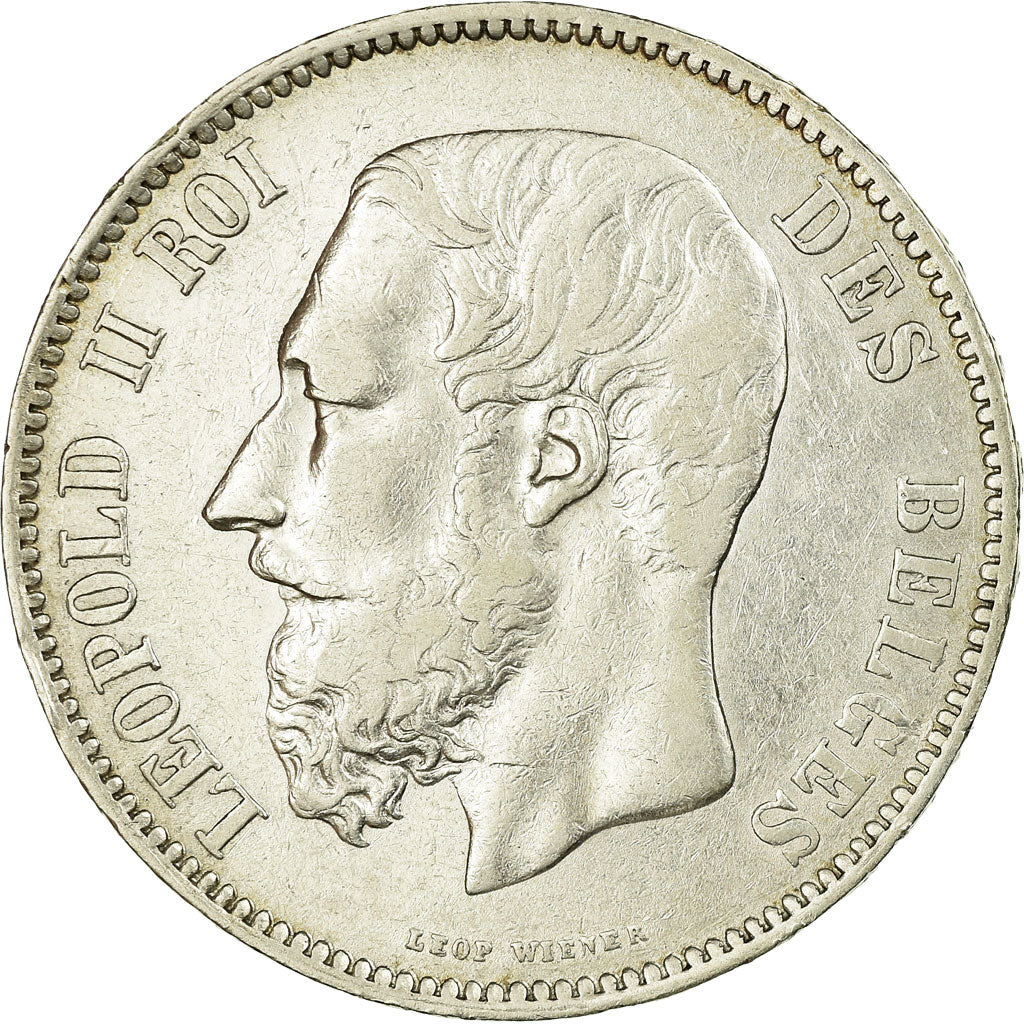Coin, Belgium, Leopold II, 5 Francs, 5 Frank, 1868, EF(40-45), Silver, KM:24