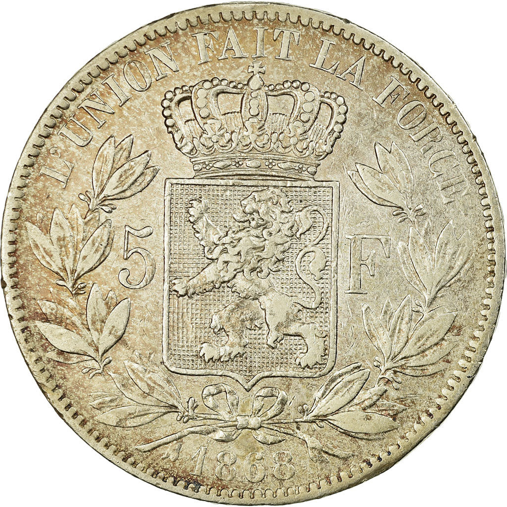 Coin, Belgium, Leopold II, 5 Francs, 5 Frank, 1868, EF(40-45), Silver, KM:24