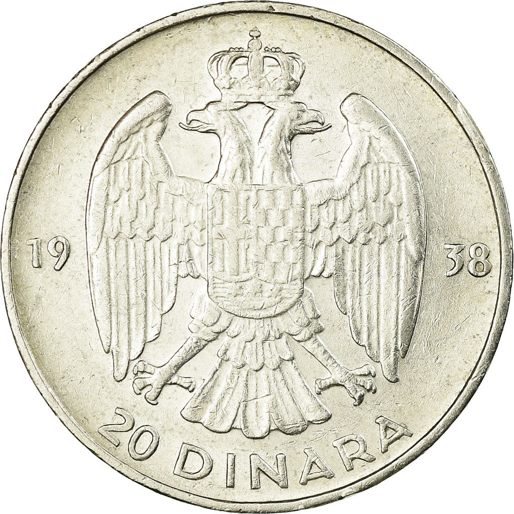 Coin, Yugoslavia, Petar II, 20 Dinara, 1938, EF(40-45), Silver, KM:23