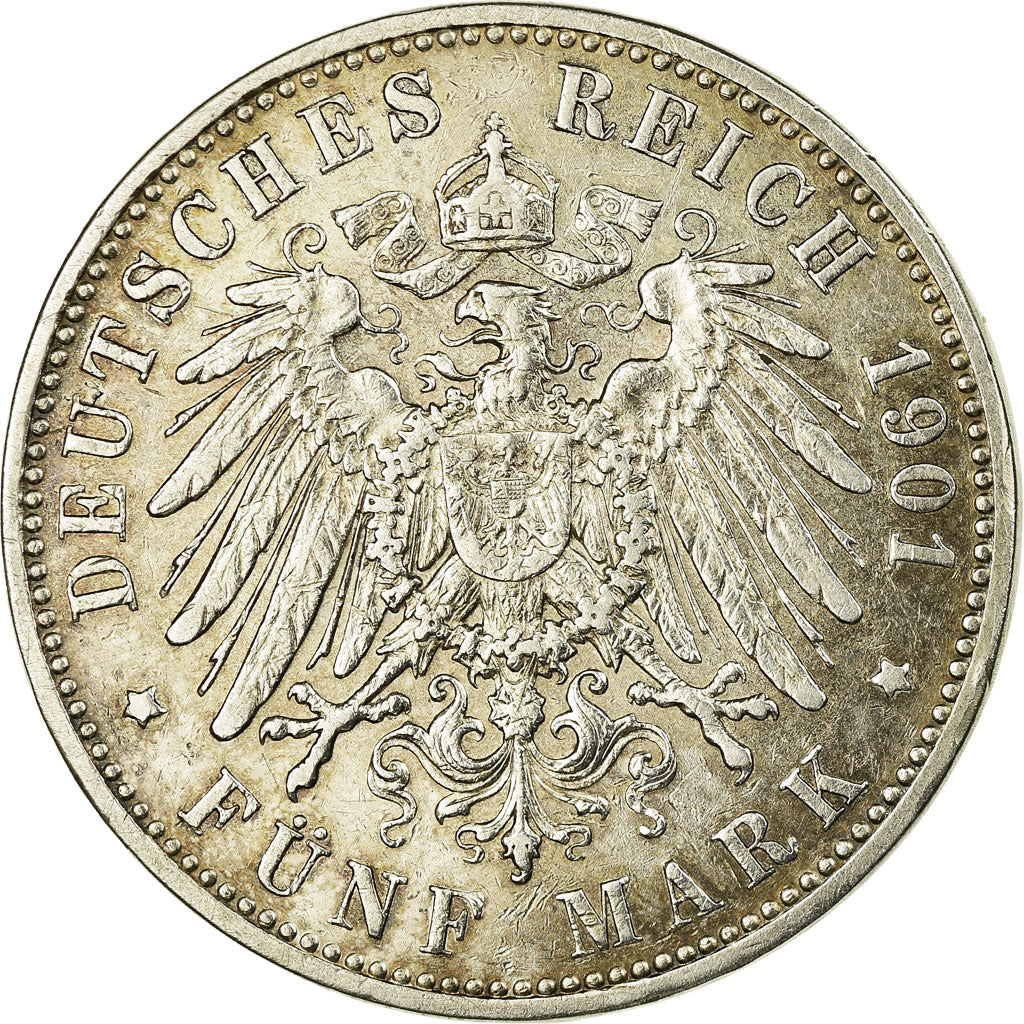 Coin, German States, PRUSSIA, Wilhelm II, 5 Mark, 1901, Berlin, EF(40-45)