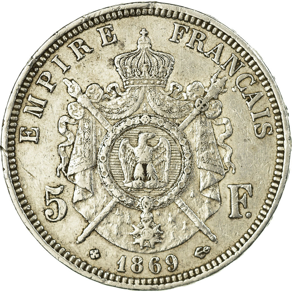 Coin, France, Napoléon III, 5 Francs, 1869, Strasbourg, EF(40-45), Silver