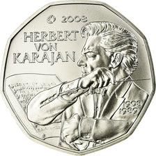 Áustria, 5 Euro, 2008, MS(65-70), Prata, KM:3156