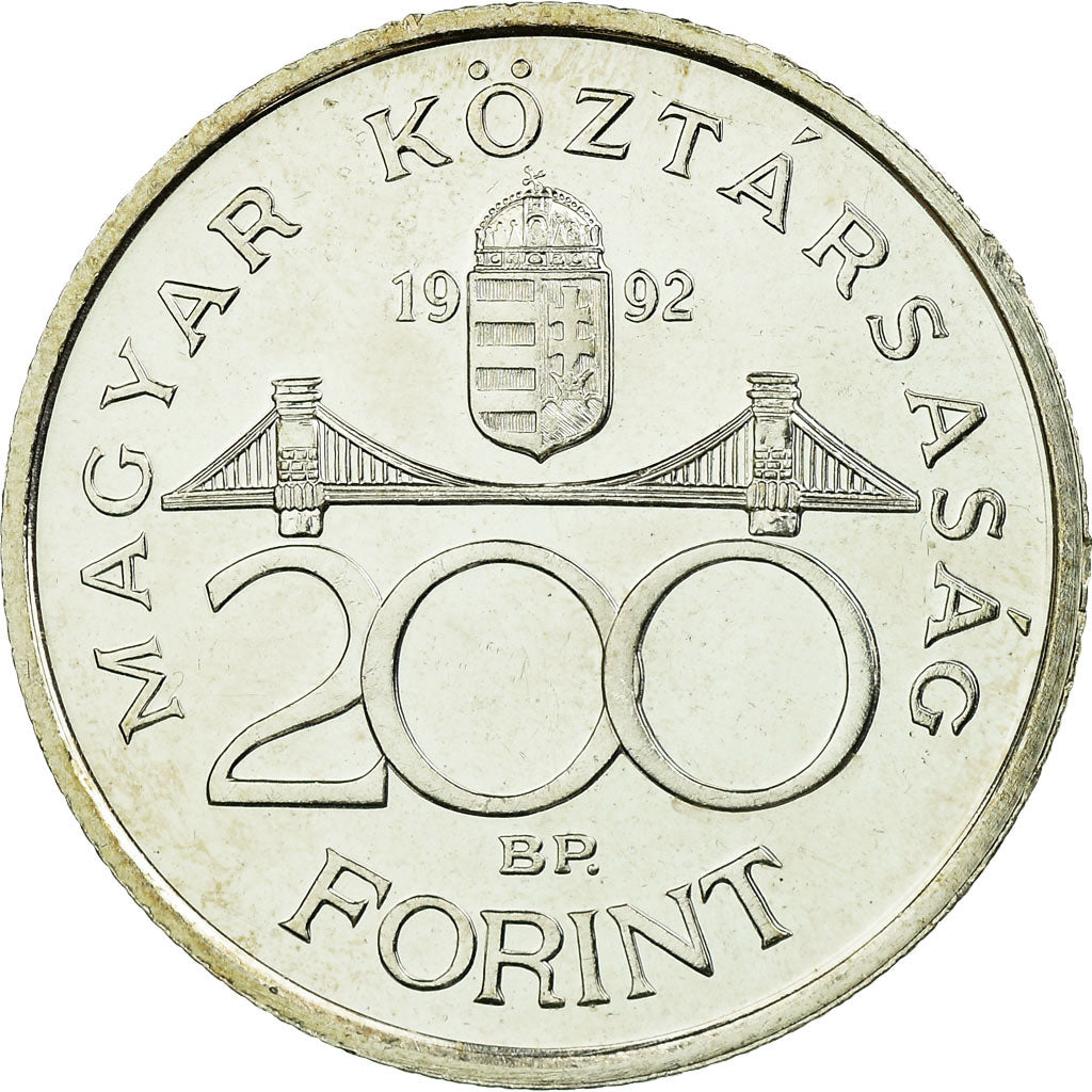 Münze, Ungarn, 200 Forint, 1992, Budapest, UNZ, Silber, KM:689