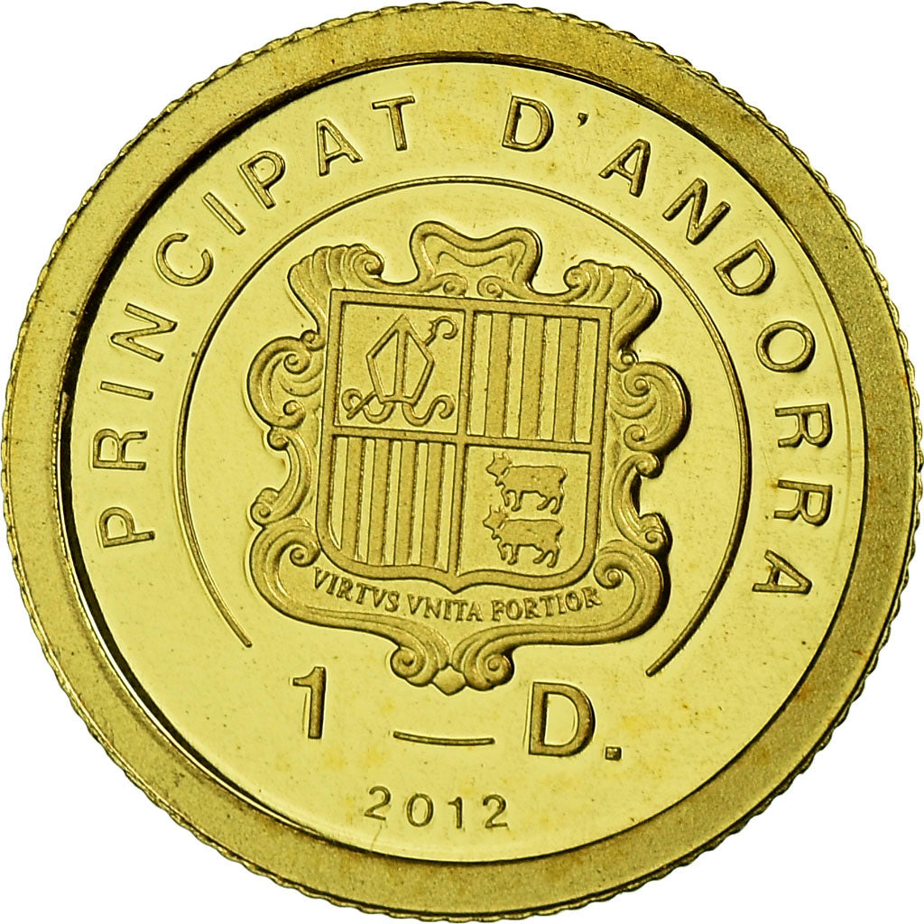 Coin, Andorra, Jeanne d'Arc, Diner, 2012, Proof, MS(65-70), Gold, KM:410