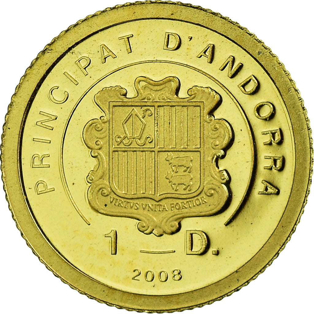 Coin, Andorra, Basilica de Sant Pere, Diner, 2008, MS(65-70), Gold, KM:411