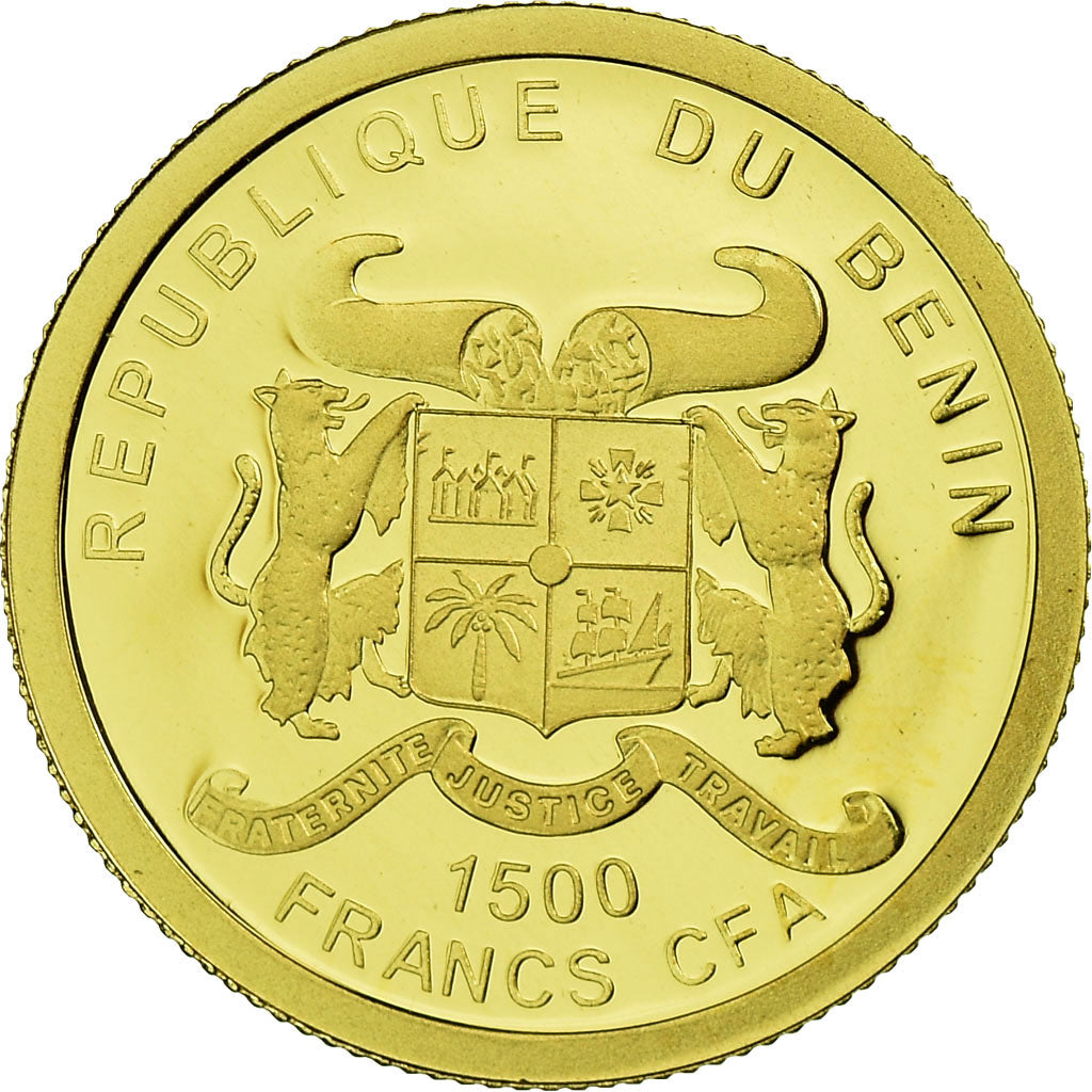 Coin, Benin, Charles de Gaulle, 1500 Francs CFA, 2010, MS(65-70), Gold