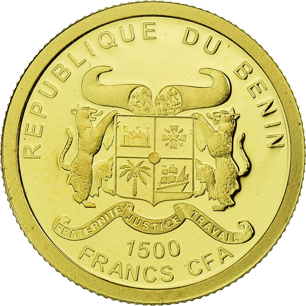 Coin, Benin, Jean-Paul II, 1500 Francs CFA, 2011, MS(65-70), Gold