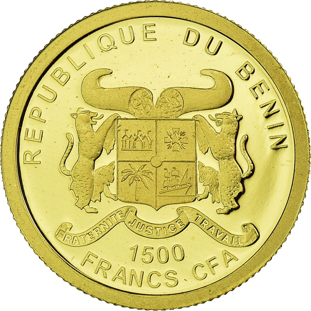 Coin, Benin, Jean-Paul II, 1500 Francs CFA, 2011, MS(65-70), Gold
