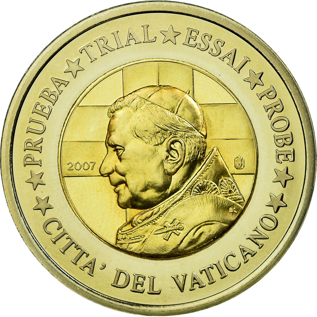 Vatican, Fantasy euro patterns, 2 Euro, 2007, MS(63), Bi-Metallic