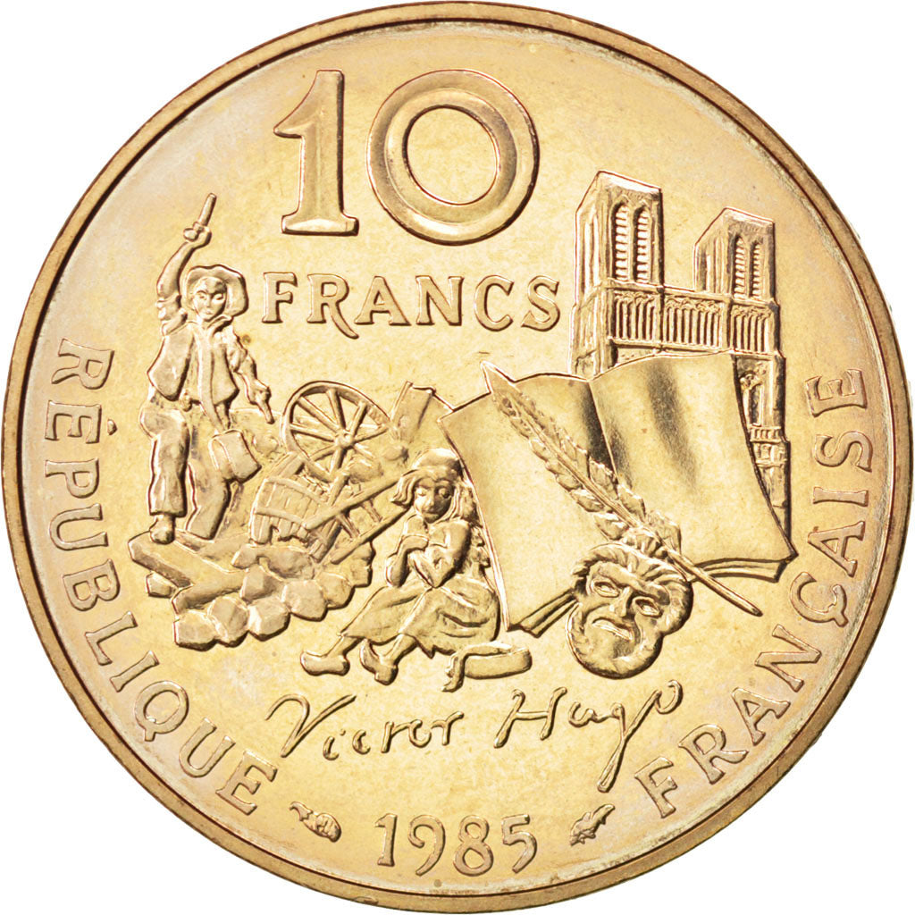 Moneta, Francia, Victor Hugo, 10 Francs, 1985, FDC, Nichel-bronzo, KM:956