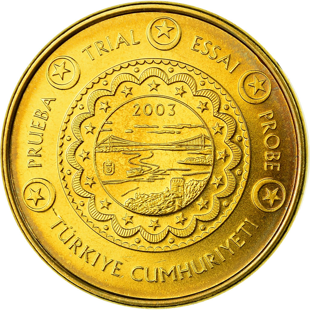 Turcja, Fantasy euro patterns, 10 Euro Cent, 2003, MS(63), Mosiądz