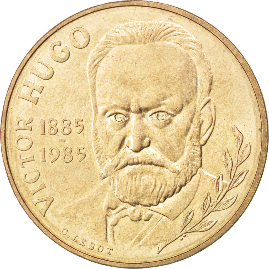 FRANCE, Victor Hugo, 10 Francs, 1985, KM #956, AU(55-58), Nickel-Bronze, 26,...