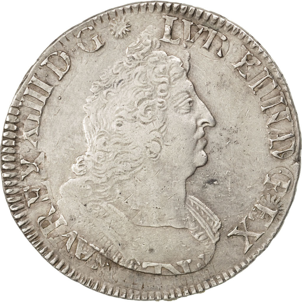 FRANCE, Écu aux palmes, ECU, 1694, Paris, KM #298.1, VF(30-35), Silver, Gadoury