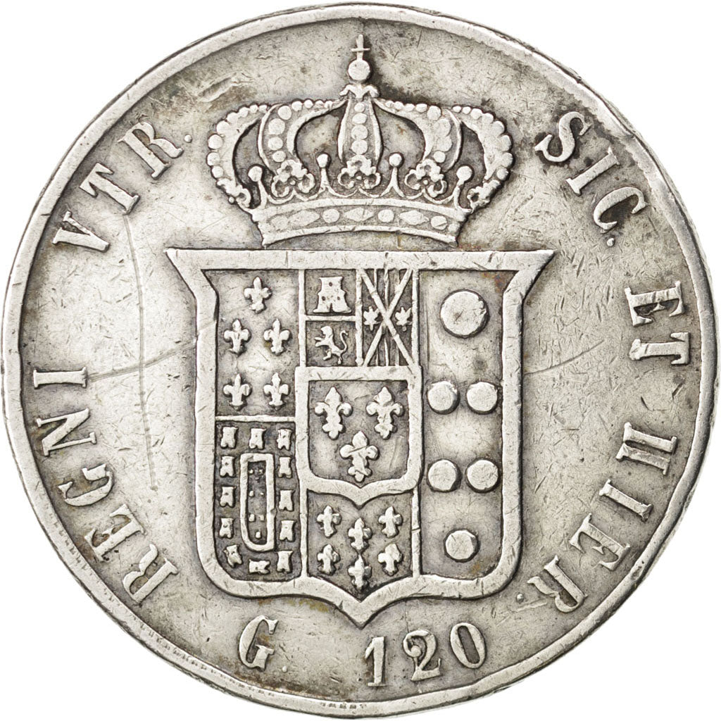 ITALIAN STATES, 120 Grana, 1859, KM #381, VF(20-25), Silver, 37, 27.17