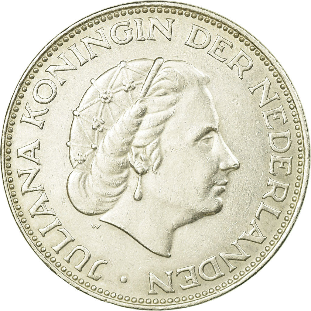 Coin, Netherlands, Juliana, 2-1/2 Gulden, 1966, AU(55-58), Silver, KM:185