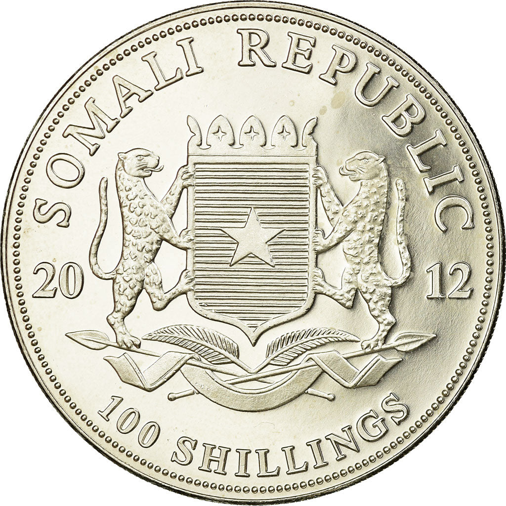 Coin, Somalia, 100 Shillings, 2012, AU(55-58), Silver