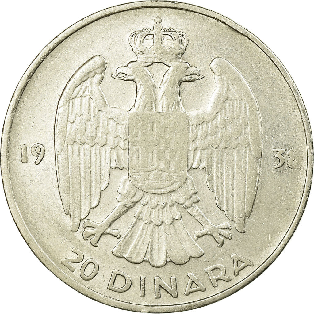 Coin, Yugoslavia, Petar II, 20 Dinara, 1938, EF(40-45), Silver, KM:23