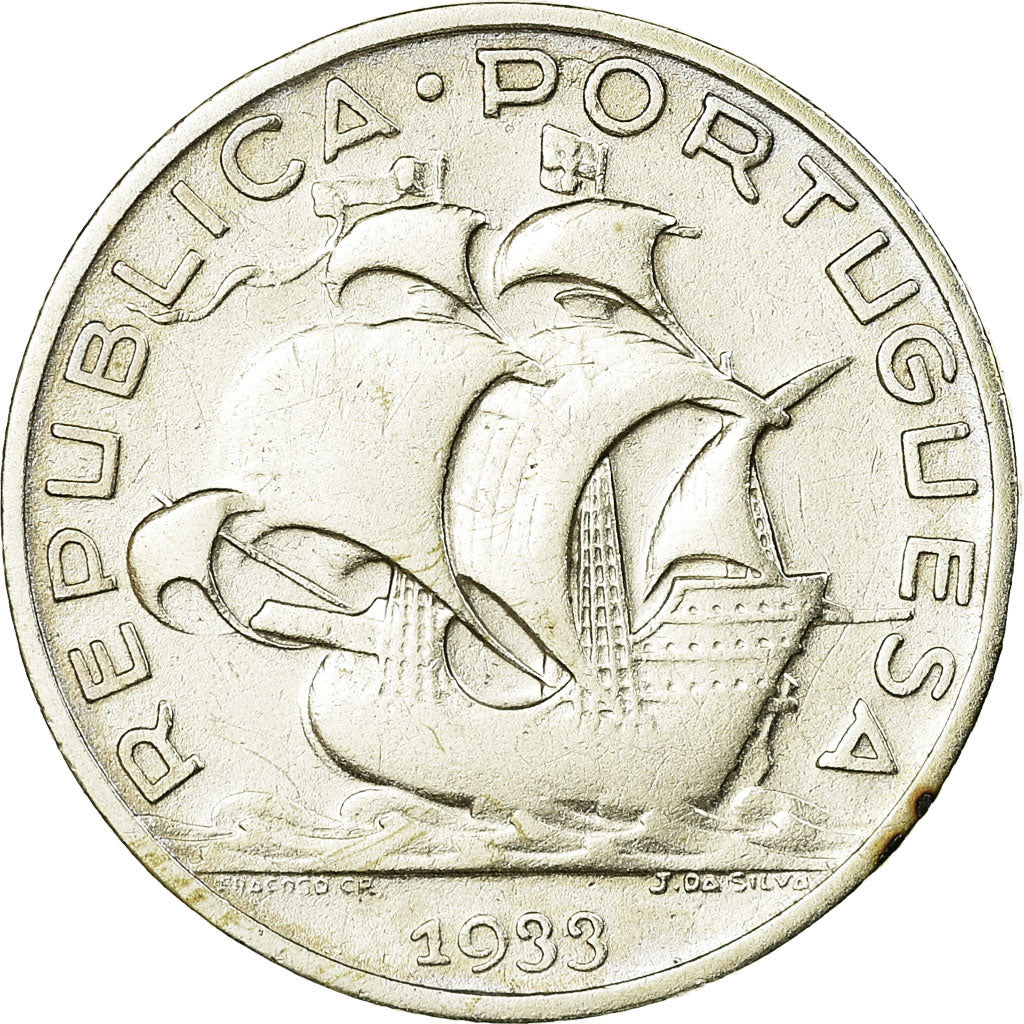 Coin, Portugal, 5 Escudos, 1933, EF(40-45), Silver, KM:581