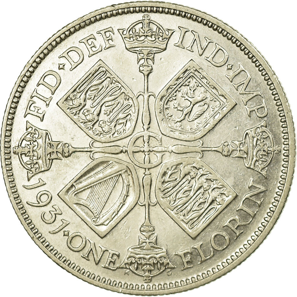 Münze, Großbritannien, George V, Florin, Two Shillings, 1931, SS+, Silber