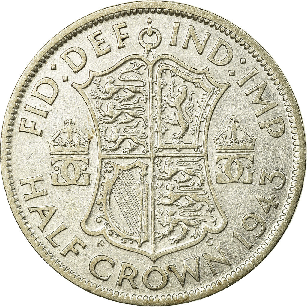 Coin, Great Britain, George VI, 1/2 Crown, 1943, AU(55-58), Silver, KM:856