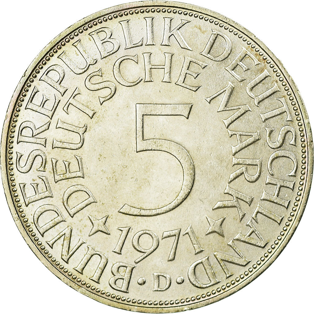 Coin, GERMANY - FEDERAL REPUBLIC, 5 Mark, 1971, Munich, AU(55-58), Silver