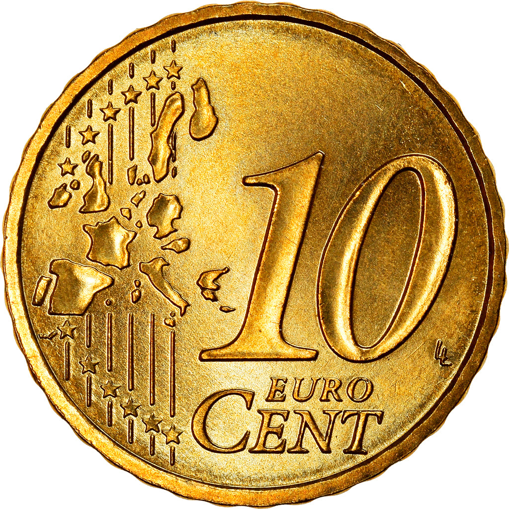 Monaco, 10 Euro Cent, 2002, Paris, FDC, Tin, KM:170