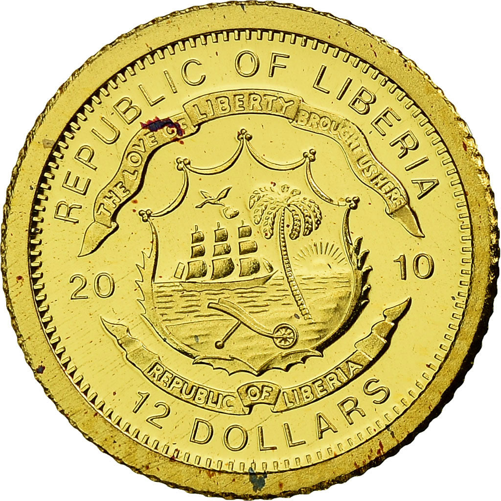 Coin, Liberia, 12 Dollars, 2010, Proof, MS(65-70), Gold