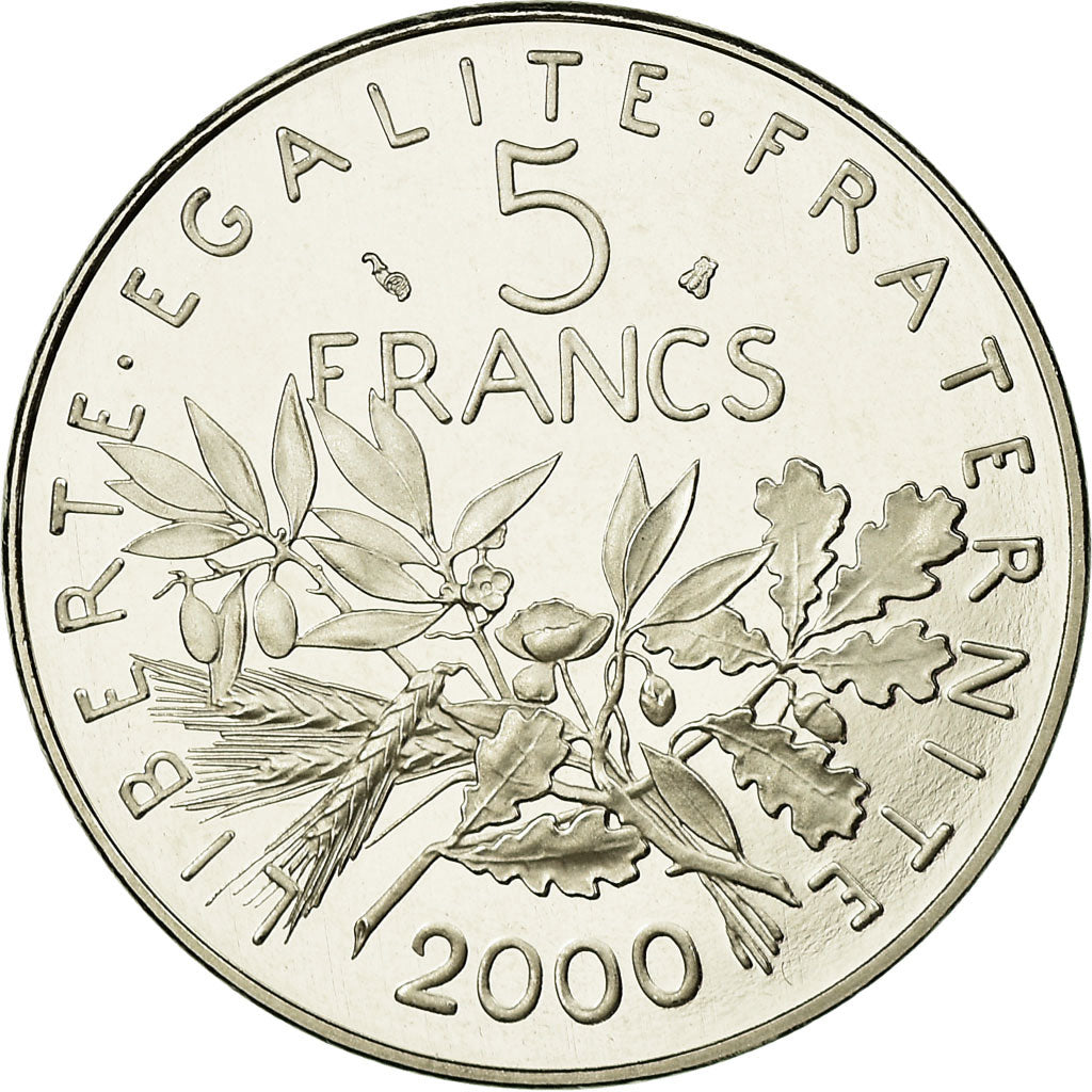 Moneda, Francia, Semeuse, 5 Francs, 2000, Paris, BE, FDC, Níquel recubierto de