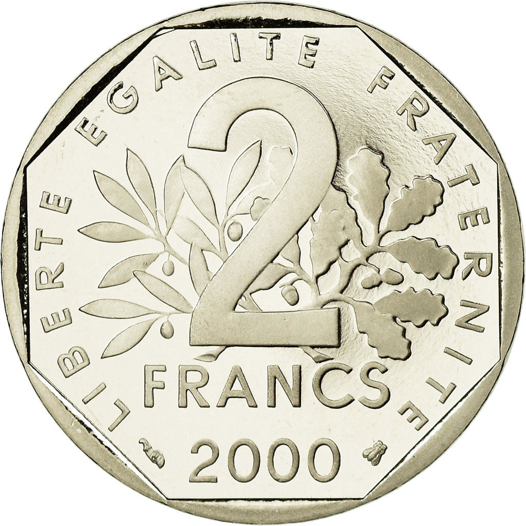 Moneda, Francia, Semeuse, 2 Francs, 2000, Paris, BE, FDC, Níquel, KM:942.2