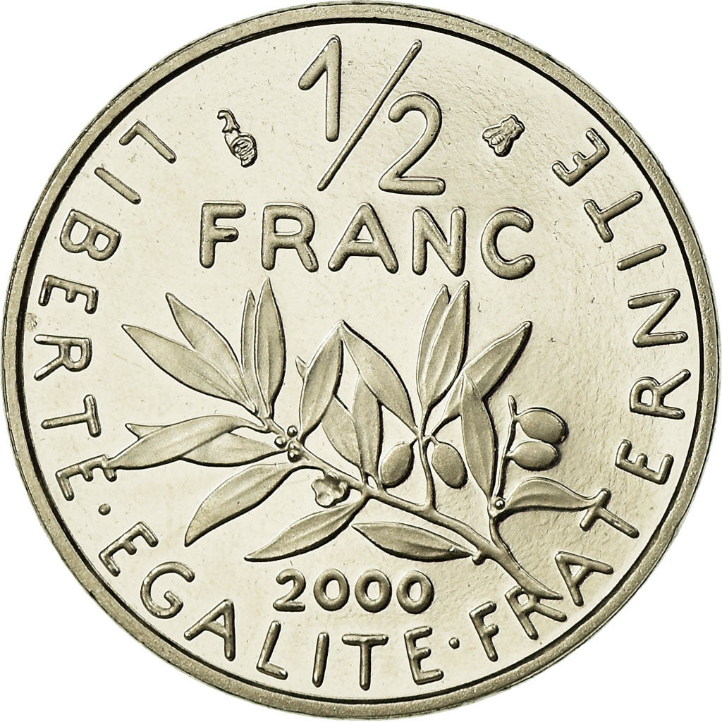 Moneta, Francja, Semeuse, 1/2 Franc, 2000, Paris, BE, MS(65-70), Nikiel