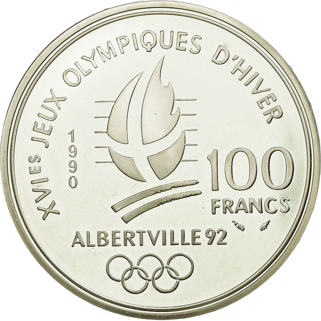 Moneta, Francja, 100 Francs, 1990, BE, MS(65-70), Srebro, KM:981, Gadoury:C9