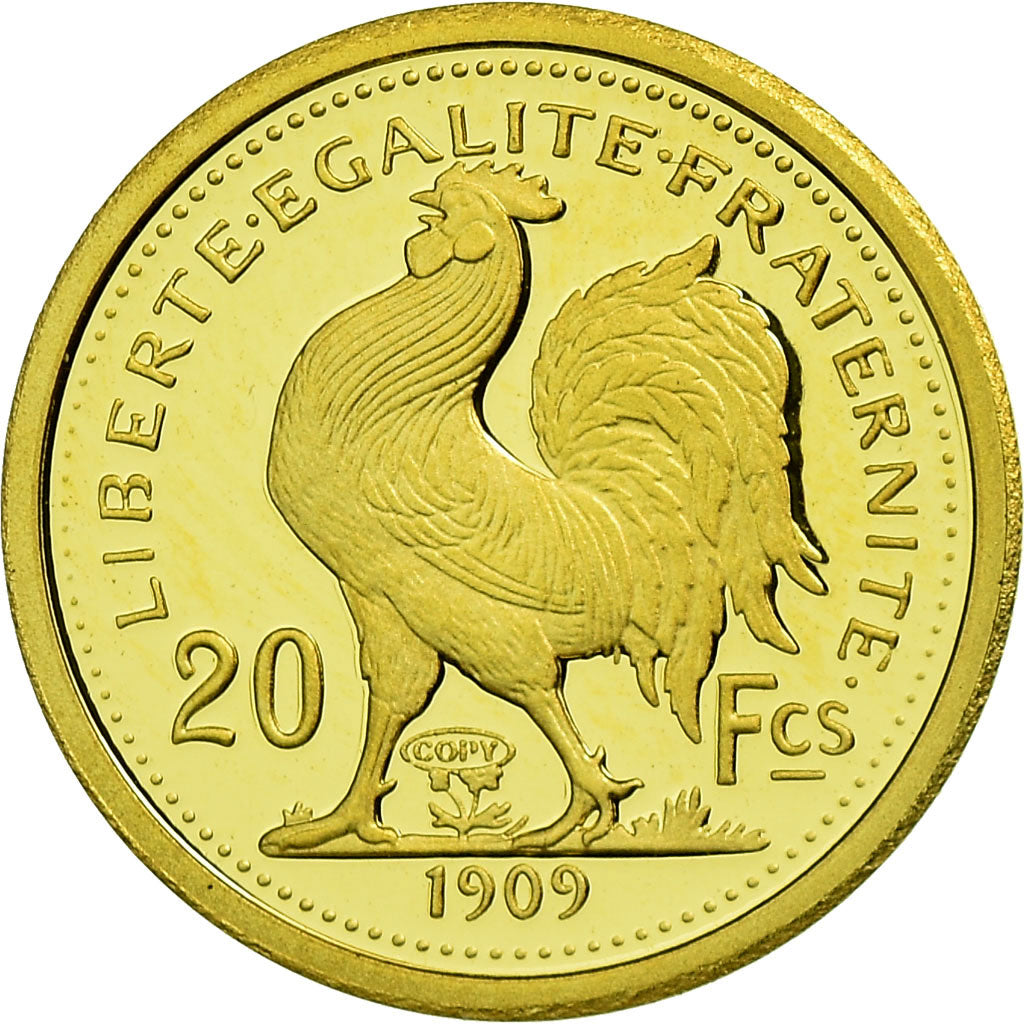 France, Medal, Réplique 20 Francs 1909, MS(65-70), Gold