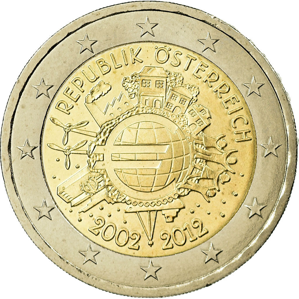 Österreich, 2 Euro, 10 ans de l'Euro, 2012, VZ, Bi-Metallic, KM:3205