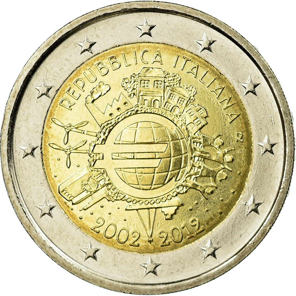 Italië, 2 Euro, 10 ans de l'Euro, 2012, PR, Bi-Metallic, KM:350
